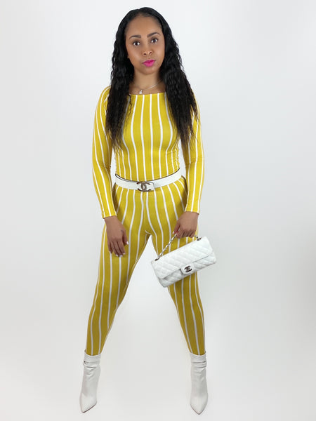 Mustard/White Stripe Legging Set