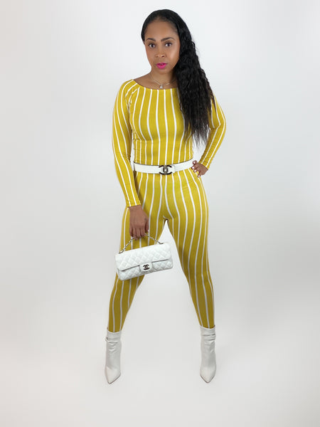 Mustard/White Stripe Legging Set